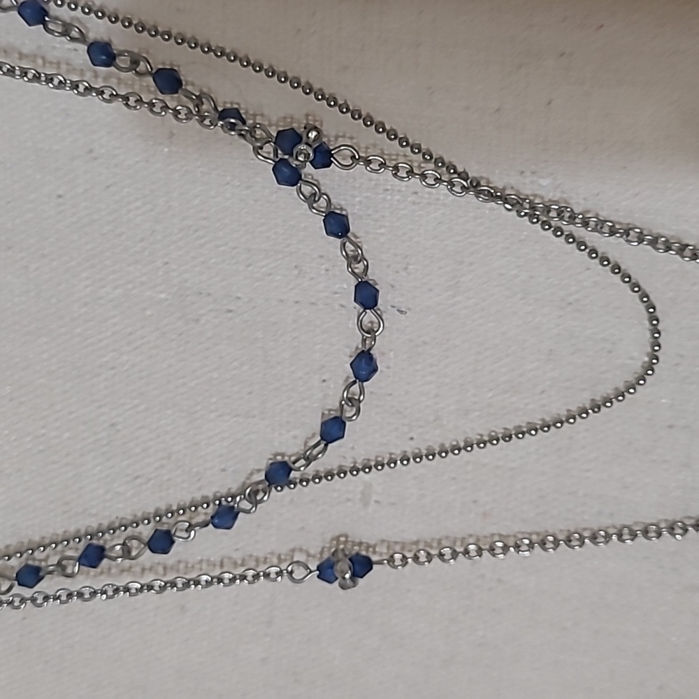 TRIPLE layered Blue Stones Necklace 💙 - Picture 7 of 14